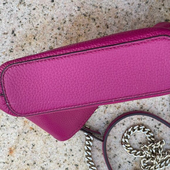 Kate Spade Polly Pink Genuine Leather Gold Chain Crossbody EUC coquette barbie - Picture 3 of 13